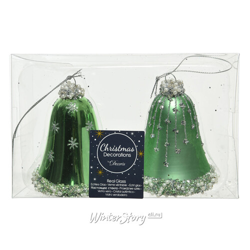 Набор колокольчиков Sonnette Луговой Зеленый 8 см, 2 шт, стекло, подвеска Kaemingk