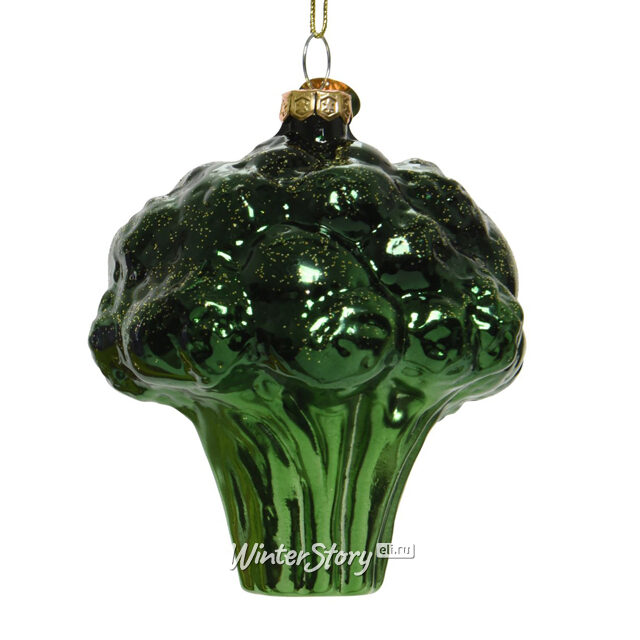 Стеклянная елочная игрушка Брокколи 9 см, подвеска Kaemingk