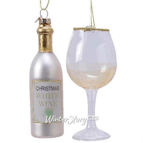 Набор стеклянных елочных игрушек Christmas Eve: Белое вино 14 см, 2 шт, подвеска Kaemingk