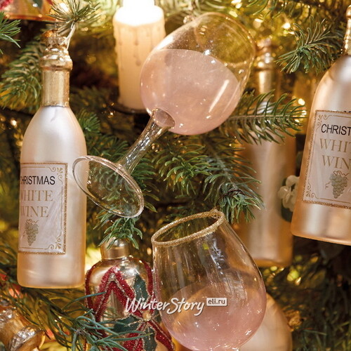 Набор стеклянных елочных игрушек Christmas Eve: Красное вино 14 см, 2 шт, подвеска Kaemingk