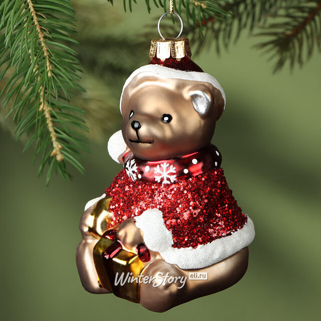 Елочная игрушка Медвежонок Тэрри 12 см, подвеска, стекло Winter Deco