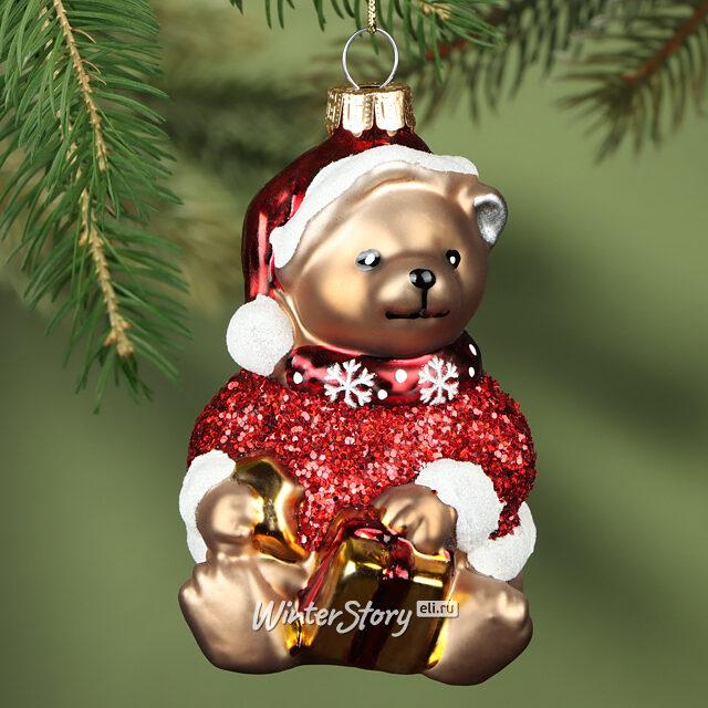 Елочная игрушка Медвежонок Тэрри 12 см, подвеска, стекло Winter Deco