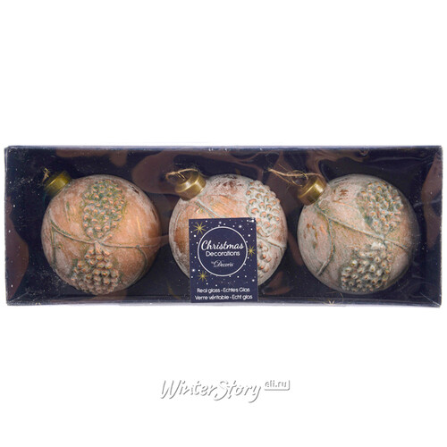 Набор винтажных елочных шаров Сады Ротенберга 8 см, 3 шт, стекло Kaemingk