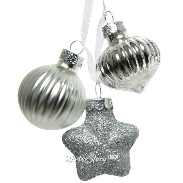 Стеклянная елочная игрушка Гроздь Фейри 12 см, серебряная Winter Deco