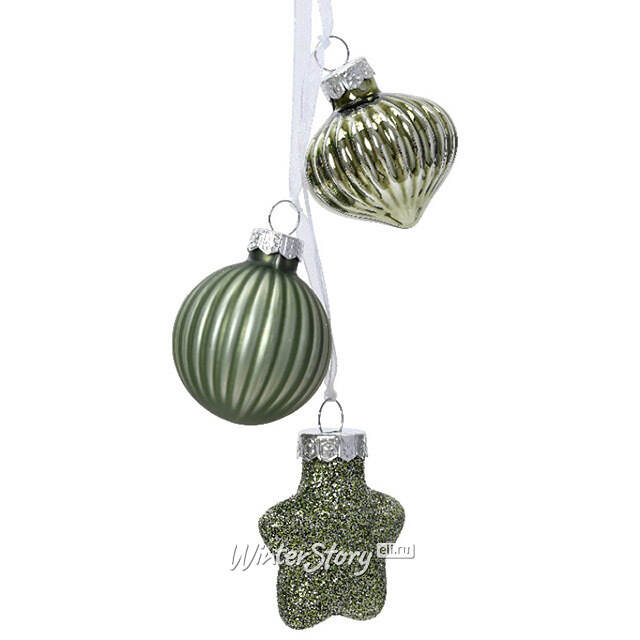 Стеклянная елочная игрушка Гроздь Фейри 12 см светло-зеленая Kaemingk