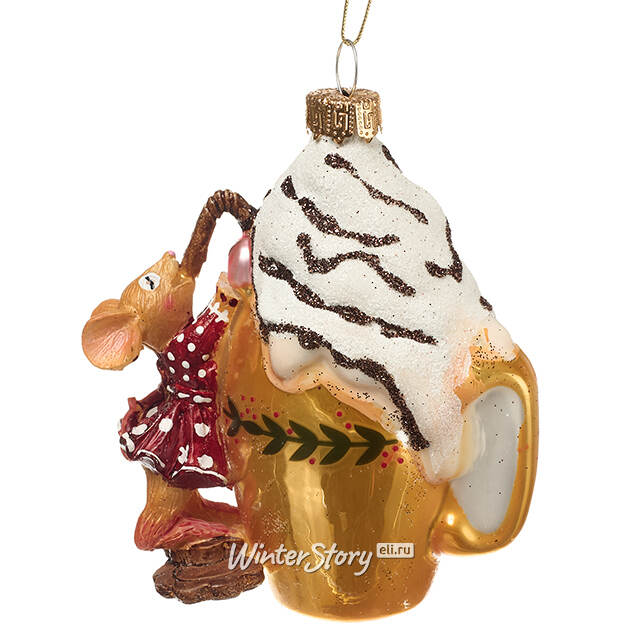 Елочная игрушка Сладкая Жизнь Мышки Милы 11 см, подвеска, стекло Winter Deco