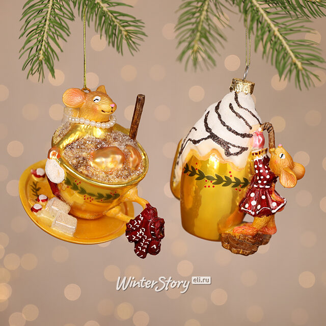 Елочные игрушки Сладкая жизнь мышек 11 см, 2 шт, стекло Winter Deco