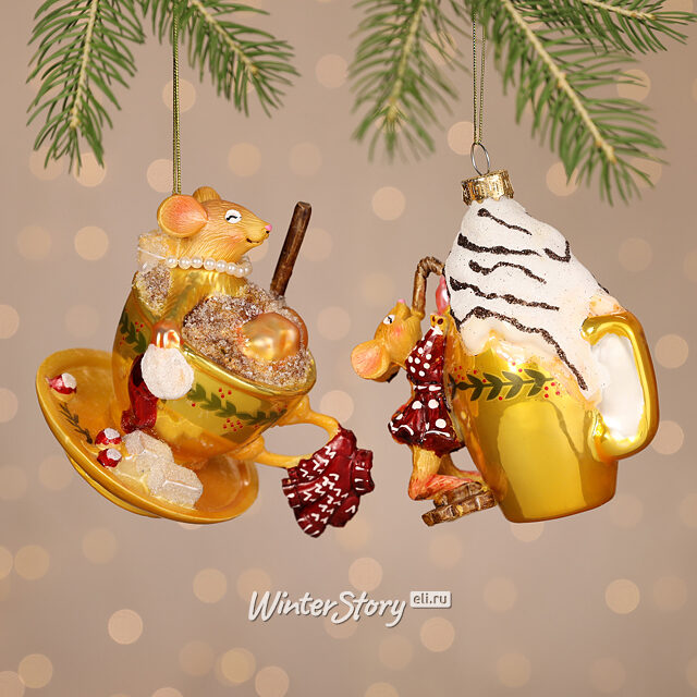 Елочные игрушки Сладкая жизнь мышек 11 см, 2 шт, стекло Winter Deco