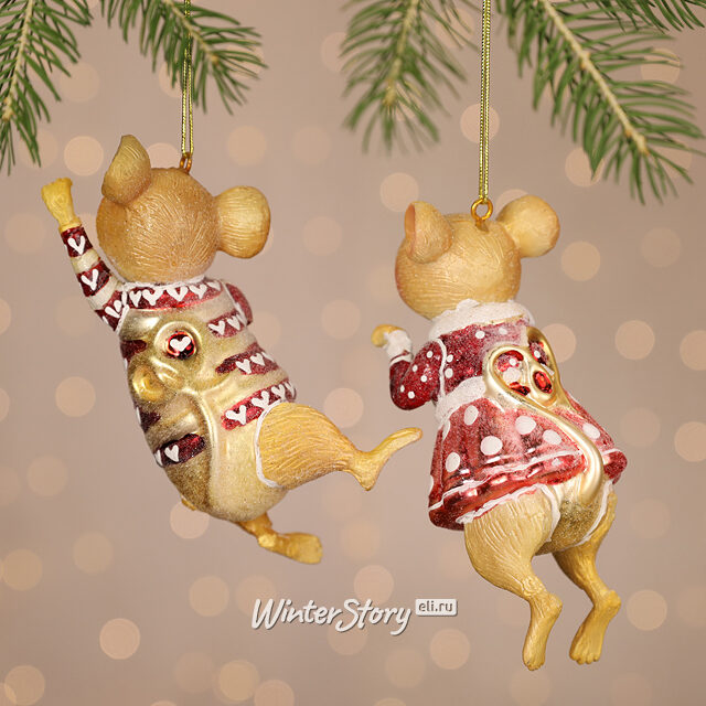 Елочные игрушки Озорные мышата 13 см, 2 шт, стекло Winter Deco