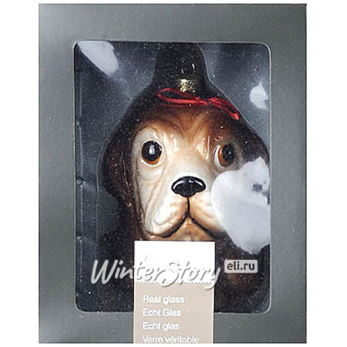Елочная игрушка Собачка - Бигль с Красным Ошейником 9 см, стекло, подвеска Kaemingk