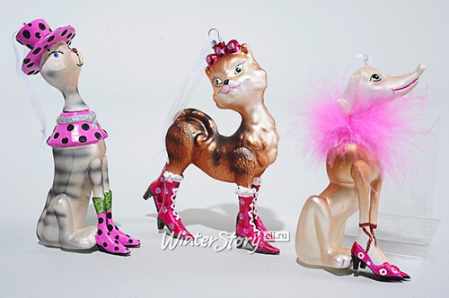 Елочная игрушка "Кошки в розовом", 15 см, стекло, подвеска Kaemingk