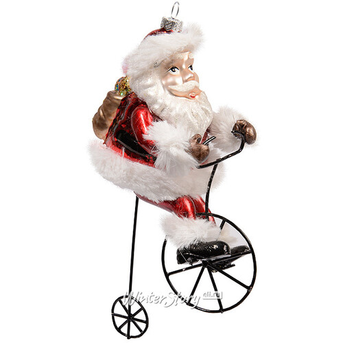 Елочная игрушка "Санта на велосипеде", 18 см, стекло, подвеска Kaemingk