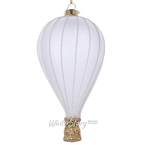 Стеклянная елочная игрушка Воздушный шар Флай белый 14 см, подвеска Kaemingk