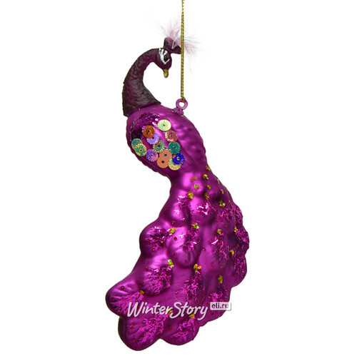 Стеклянная елочная игрушка Павлин - Индийская принцесса Амита 15 см, подвеска Kaemingk