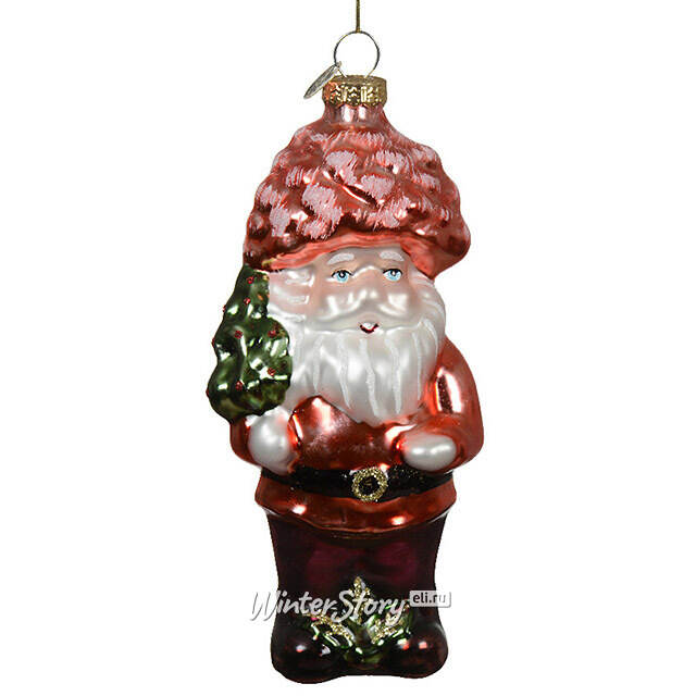 Стеклянная елочная игрушка Гном Рундви из Дарвена 14 см Kaemingk