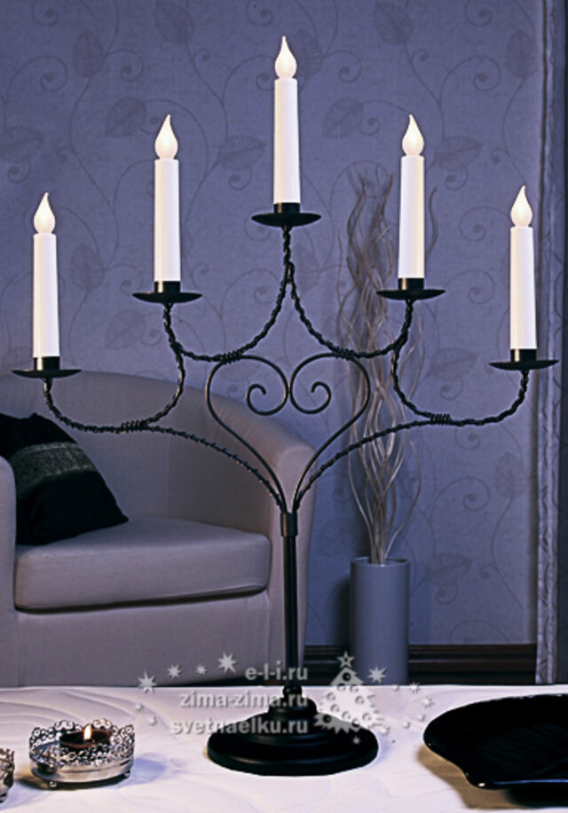 Подсвечник Heartly, 60х45 см, 5 LED ламп, черный Star Trading