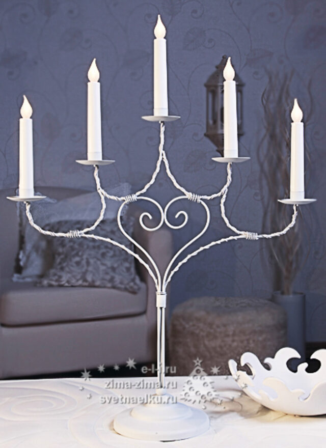 Подсвечник Heartly, 60*45 см, 5 электрических свечей, белый Star Trading