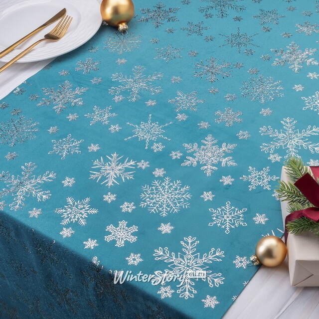 Новогодняя дорожка Via Celeste - Снежинки 270*48 см Due Esse Christmas (Ду Эссе Кристмас)