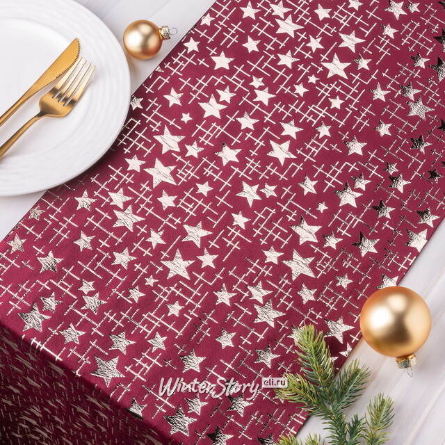 Новогодняя дорожка Granada - Звёздочки 270*28 см Due Esse Christmas (Ду Эссе Кристмас)
