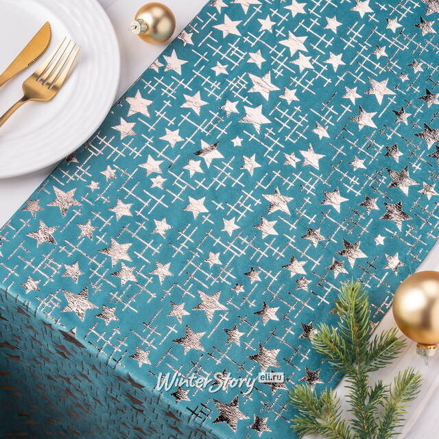 Новогодняя дорожка Via Celeste - Звёздочки 270*28 см Due Esse Christmas (Ду Эссе Кристмас)