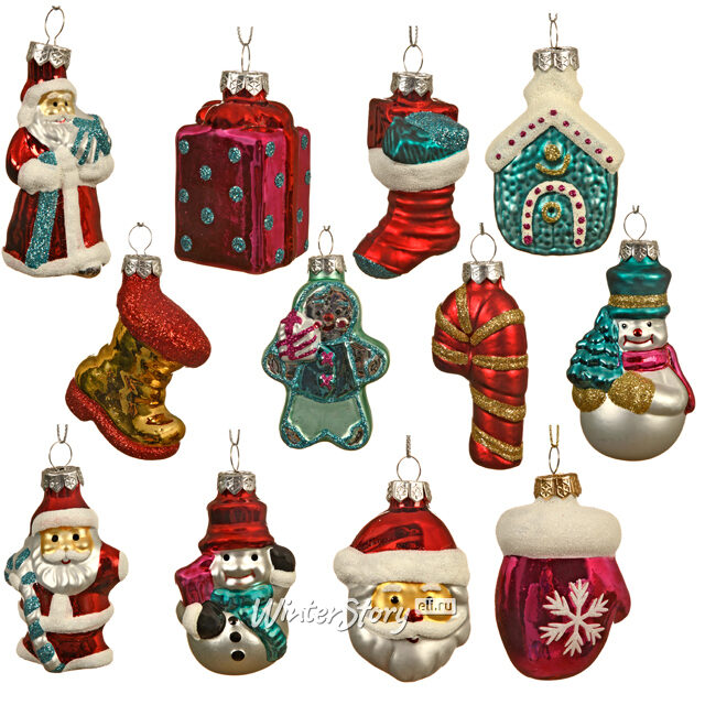 Набор стеклянных елочных игрушек Новогодняя Сказка 24 шт, 7 см Kaemingk