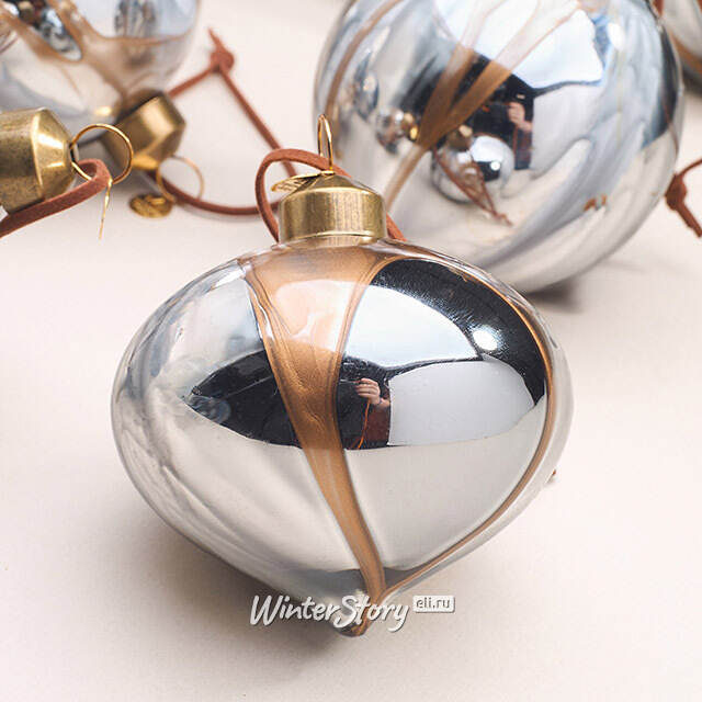 Набор стеклянных елочных игрушек Divorze Grey 8 см, 12 шт Christmas Deluxe (Кристмас Делюкс)