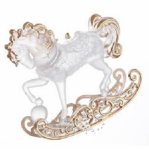 Елочная игрушка Лошадь 10 см прозрачно-золотая, подвеска Царь Елка