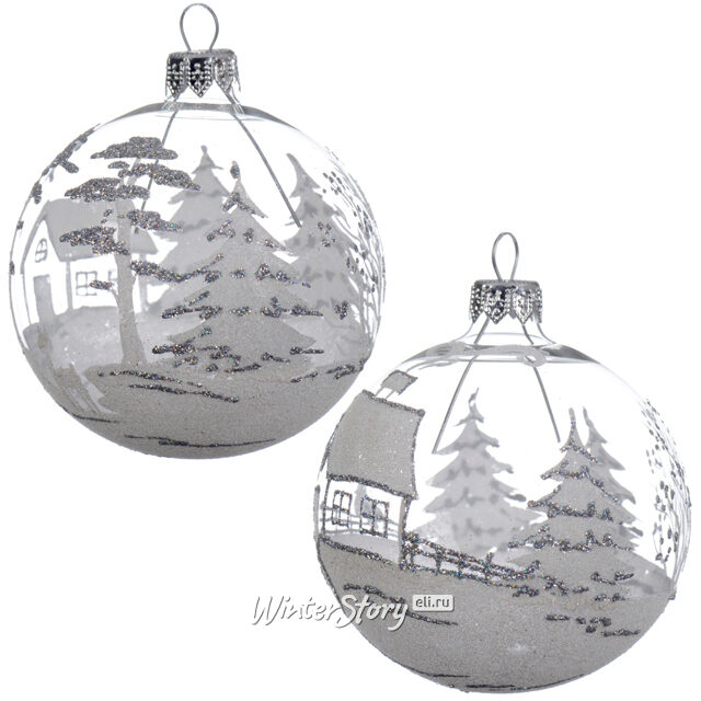 Набор стеклянных шаров Зимний Лес 8 см, 6 шт Kaemingk