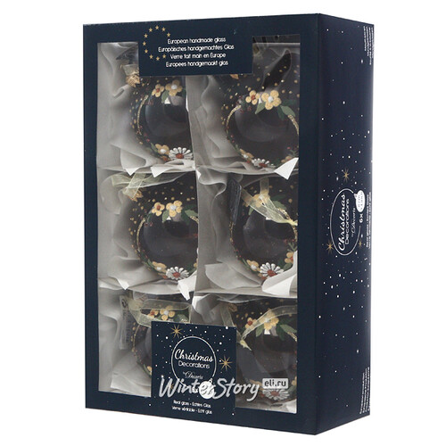 Набор стеклянных шаров Fleurs d'Arles 8 см, шоколадный, 6 шт Kaemingk