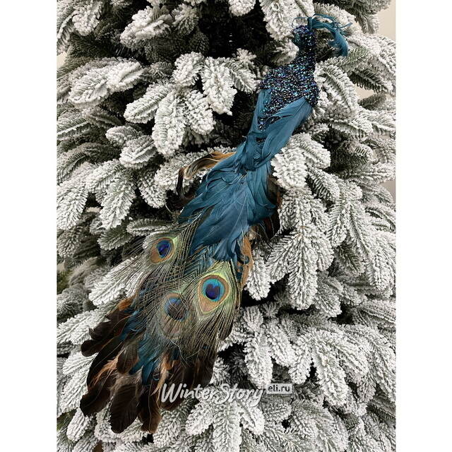 Декоративная фигура Павлин Sapphire - Peacock Oasis 50 см, клипса Christmas Deluxe