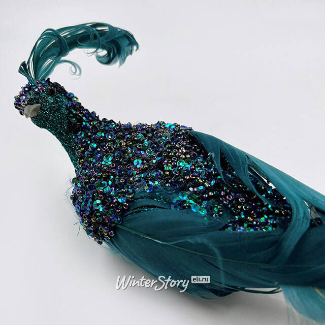 Декоративная фигура Павлин Sapphire - Peacock Oasis 50 см, клипса Christmas Deluxe