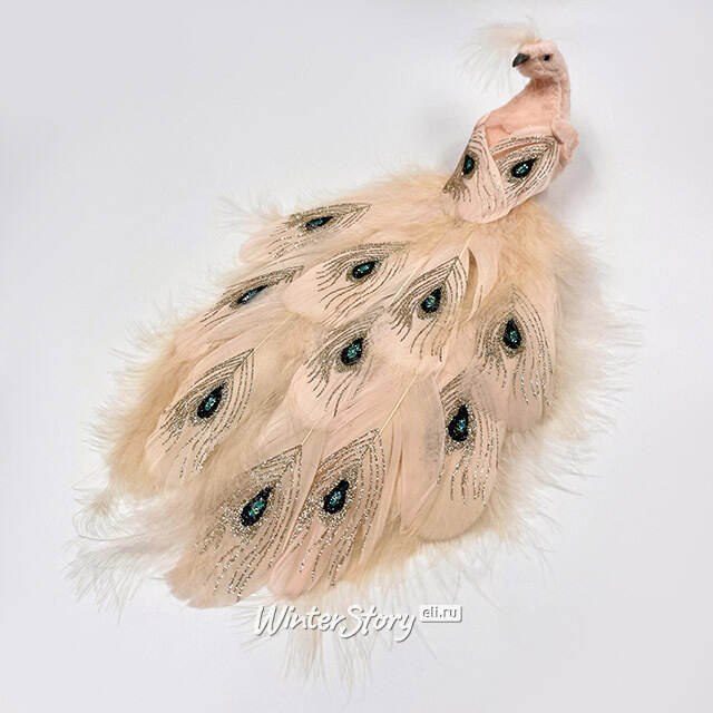 Декоративная фигура Павлин Morganite - Peacock Oasis 29 см, клипса Christmas Deluxe