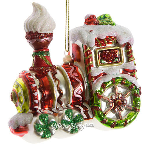 Стеклянная елочная игрушка Карамельный Паровозик 12 см, подвеска Holiday Classics