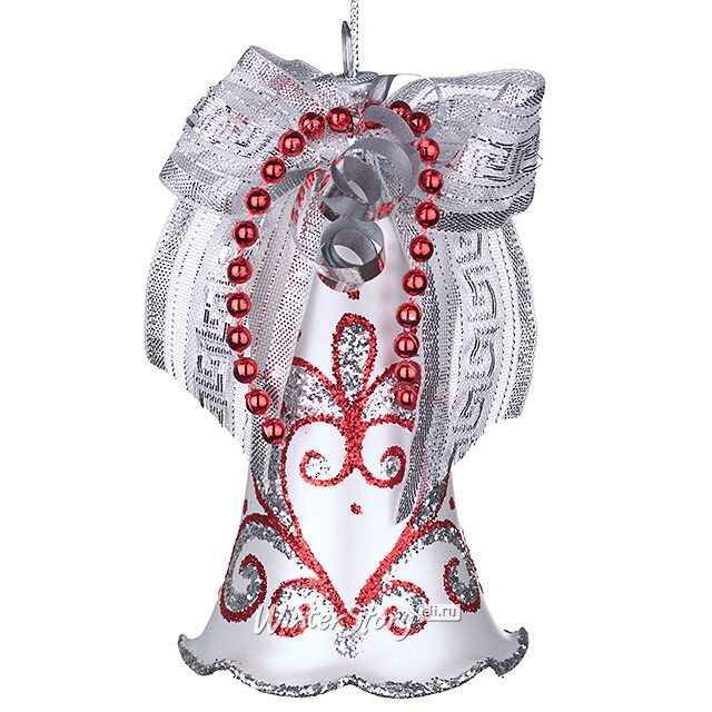 Стеклянная елочная игрушка Колокольчик Красный 8.5 см, подвеска Фабрика Елочка