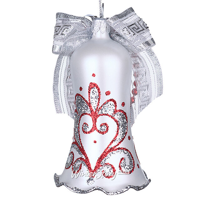 Стеклянная елочная игрушка Колокольчик Красный 8.5 см, подвеска Фабрика Елочка