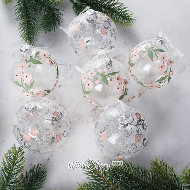 Набор стеклянных шаров Giardino delle Rose 8 см, 5 шт, уцененный Kaemingk