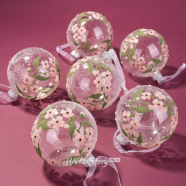 Набор стеклянных шаров Giardino delle Rose 8 см, 5 шт, уцененный Kaemingk