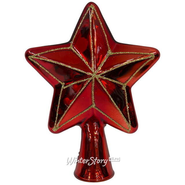 Звезда на елку Рейнем 18 см красная, стекло Christmas Deluxe (Кристмас Делюкс)