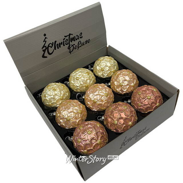 Набор стеклянных шаров Rosolina - Flower Meadow 8 см, 9 шт Christmas Deluxe