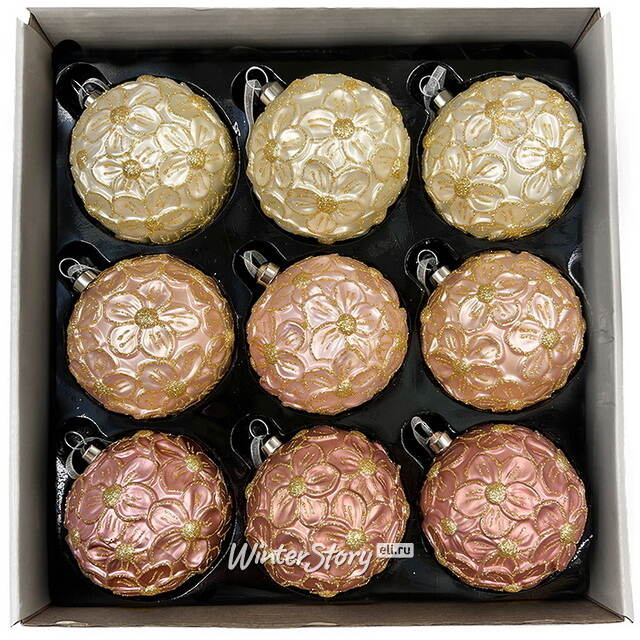 Набор стеклянных шаров Rosolina - Flower Meadow 8 см, 9 шт Christmas Deluxe