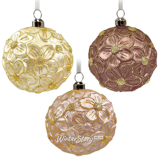 Набор стеклянных шаров Rosolina - Flower Meadow 8 см, 9 шт Christmas Deluxe