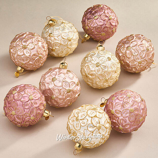 Набор стеклянных шаров Rosolina - Flower Meadow 8 см, 9 шт Christmas Deluxe