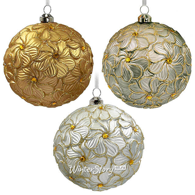 Набор стеклянных шаров Rosolina - Flower Fantasy 10 см, 6 шт Christmas Deluxe