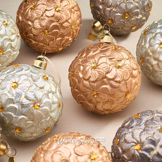 Набор стеклянных шаров Rosolina - Flower Fantasy 8 см, 9 шт Christmas Deluxe