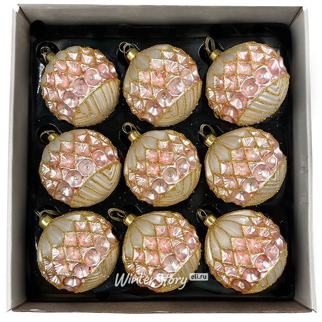 Набор стеклянных шаров Roncade - Rose Gold 8 см, 9 шт Christmas Deluxe