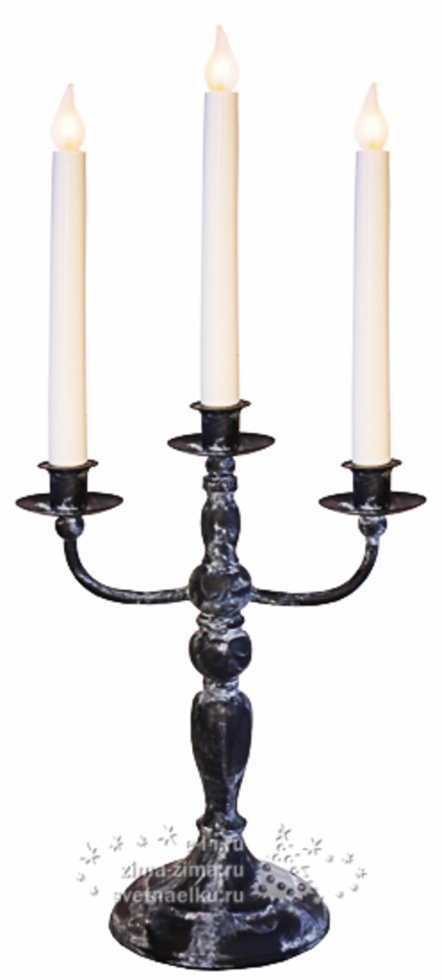 Подсвечник Movitz, 49*19 см, 3 светодиодных свечи, чёрный Star Trading