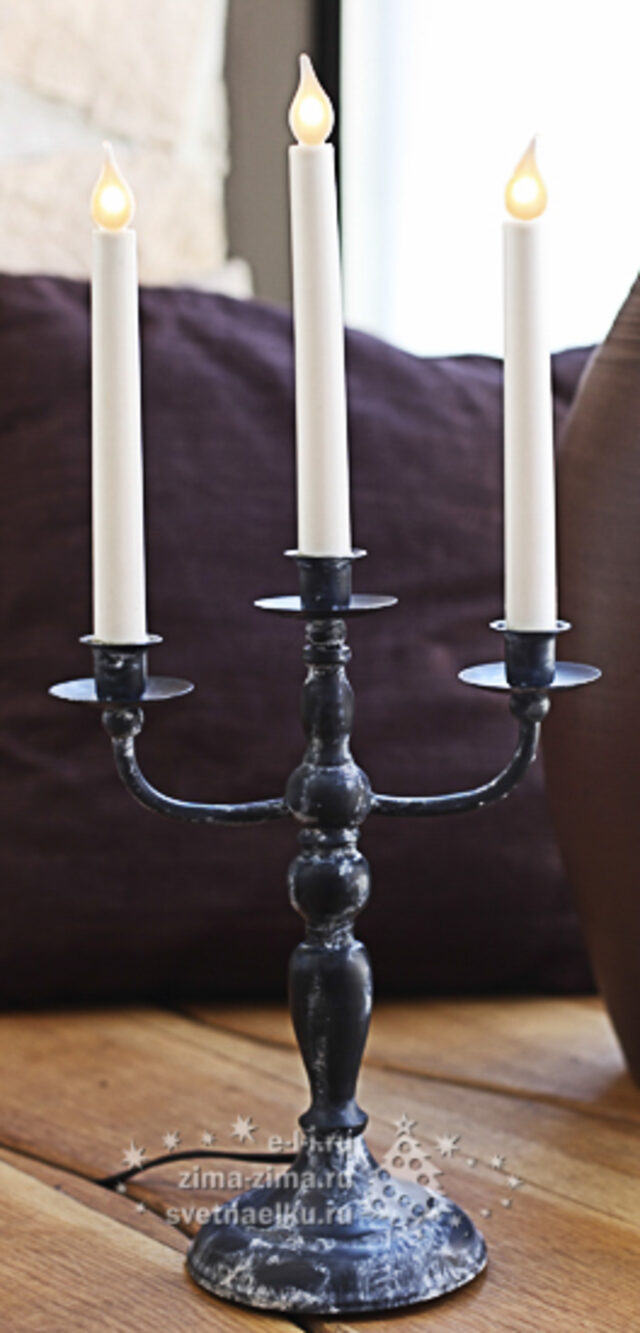 Подсвечник Movitz, 49*19 см, 3 светодиодных свечи, чёрный Star Trading