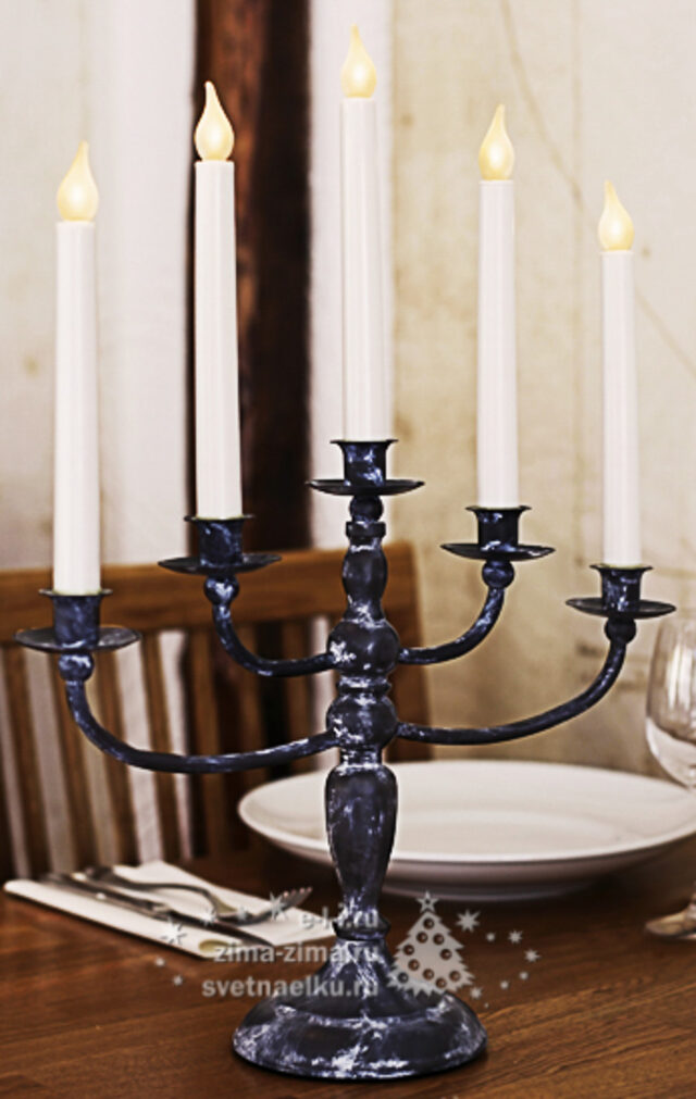 Подсвечник Movitz, 49х34 см, 5 свечей, чёрный мрамор Star Trading