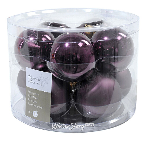 Набор стеклянных шаров 6 см темно-фиолетовый mix, 10 шт Kaemingk