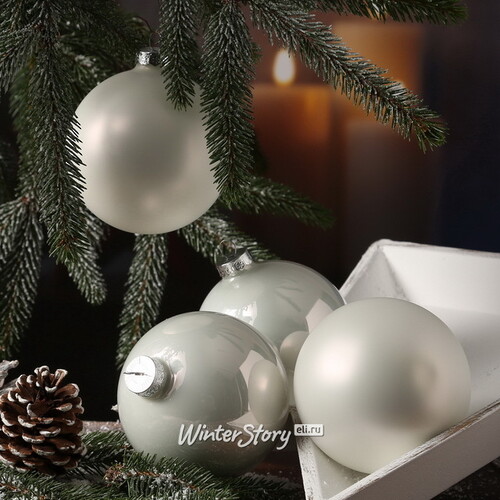 Набор стеклянных шаров 6 см белый mix, 10 шт Kaemingk/Winter Deco